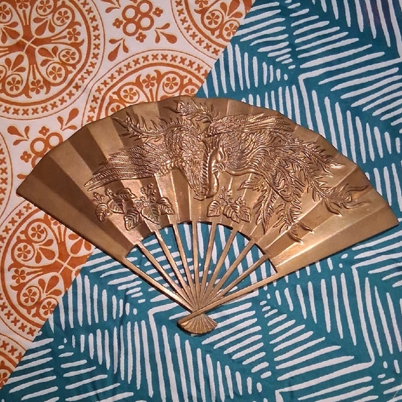 Other - Vintage Brass Fan With Phoenix